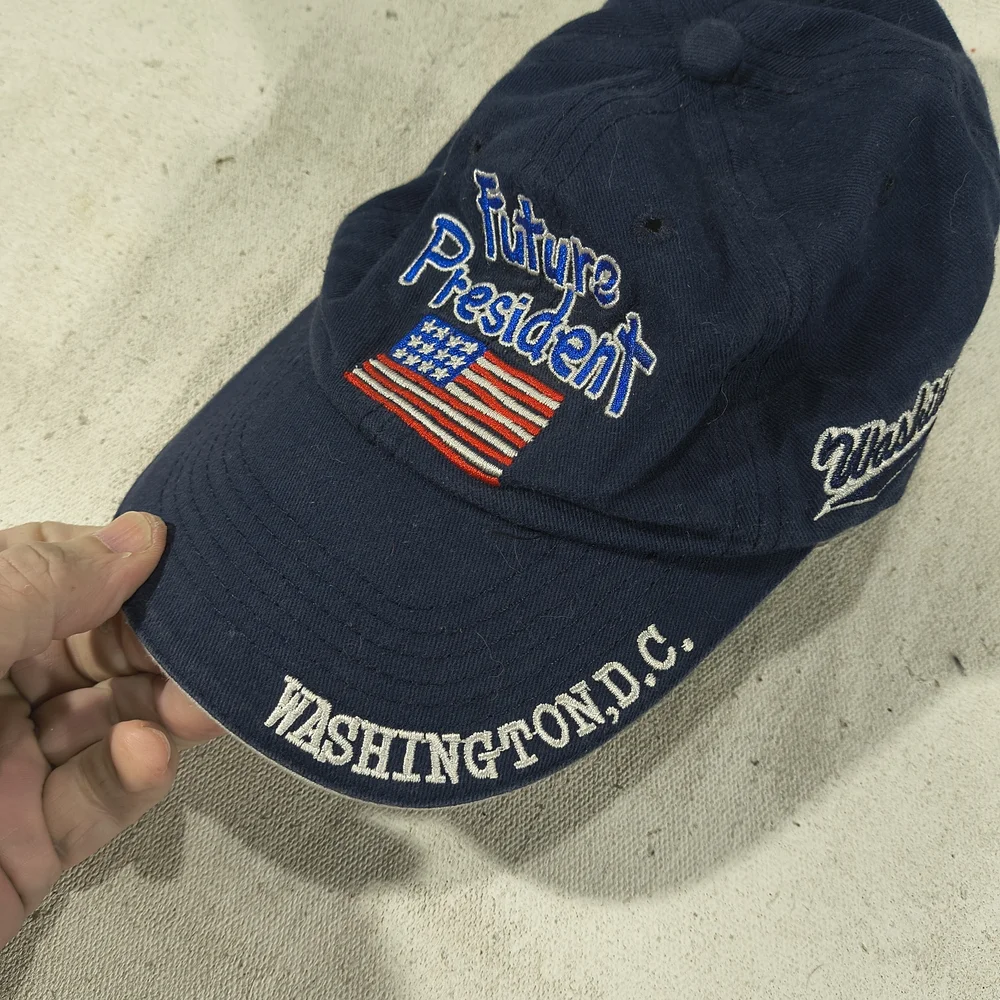 Youth Adjustable Navy Cap with Embroidered Flag Washington DC Future President